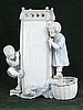 Figural Amphora Flower Vase with Children & Chick c 1900